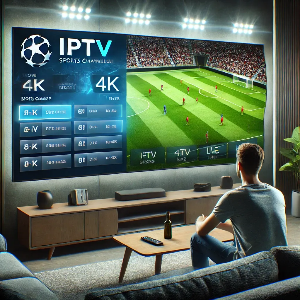 Sports bar with multiple screens displaying different live sports events through an IPTV service.